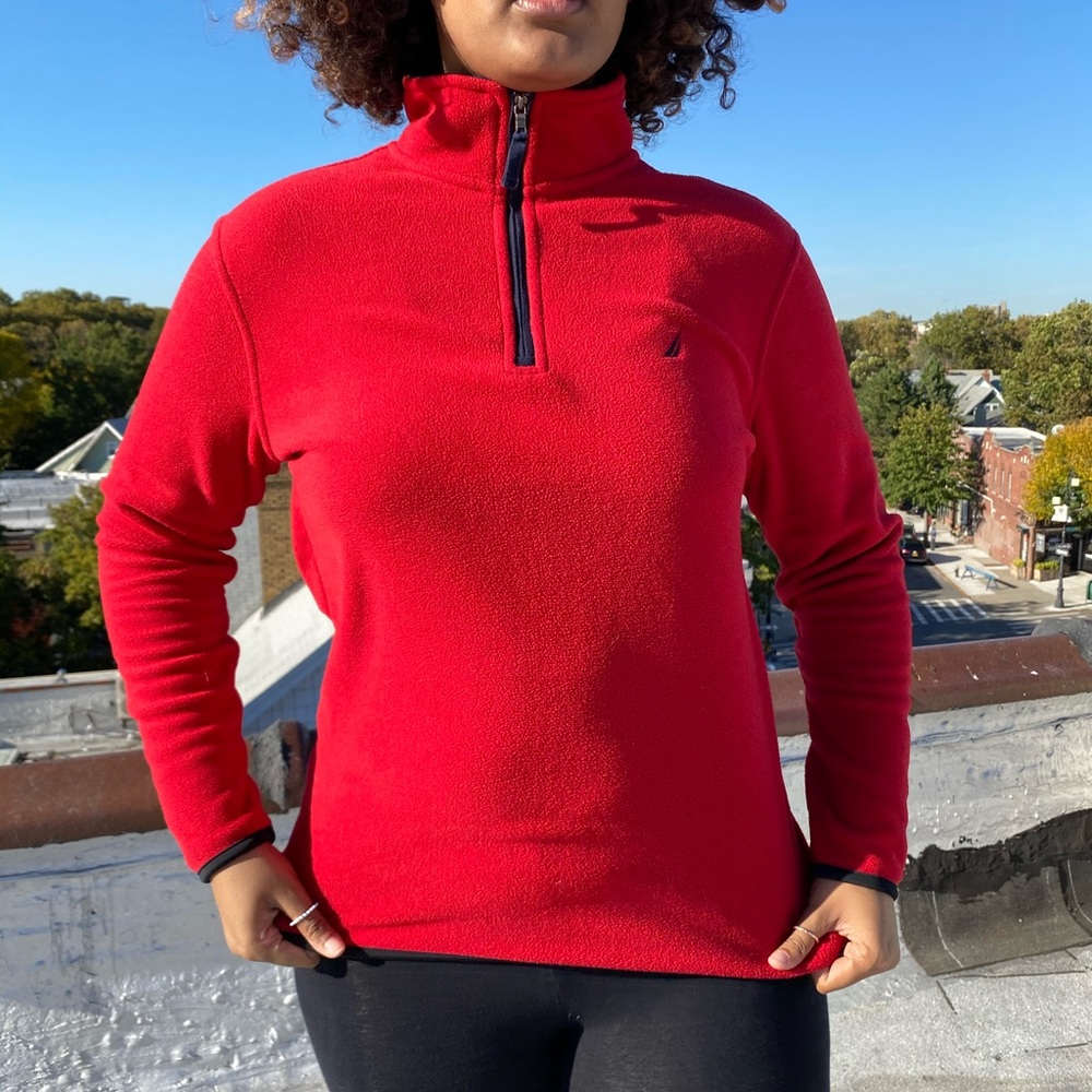 ✨ Nautica red half zip up with navy accents